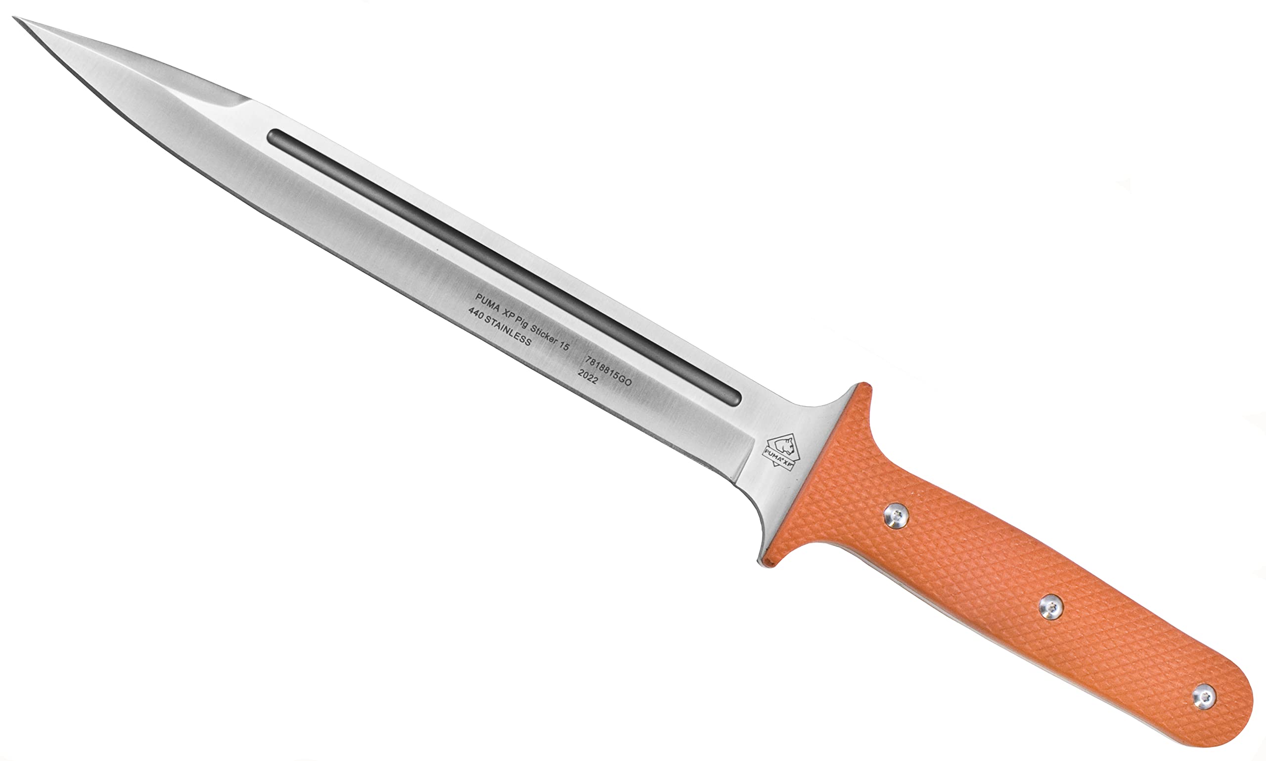 Puma XP 15" Pig Sticker Textured Blaze Orange G10 Beveled Blade Hunting Knife with Kydex Sheath