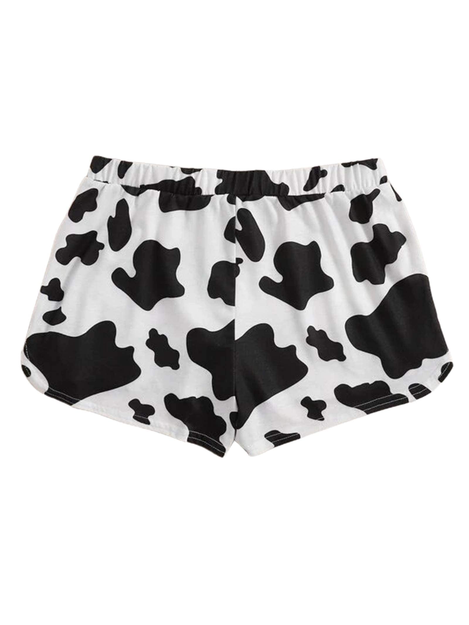 Avanova Women's Cow Print Shorts Elastic Waist Casual Yoga Workout Running Active Shorts Cow Small