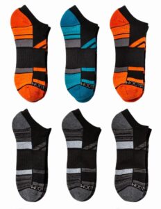 fruit of the loom mens breathable performance cushion no show socks 6 pair, orange assorted, men's shoe size: 6-12