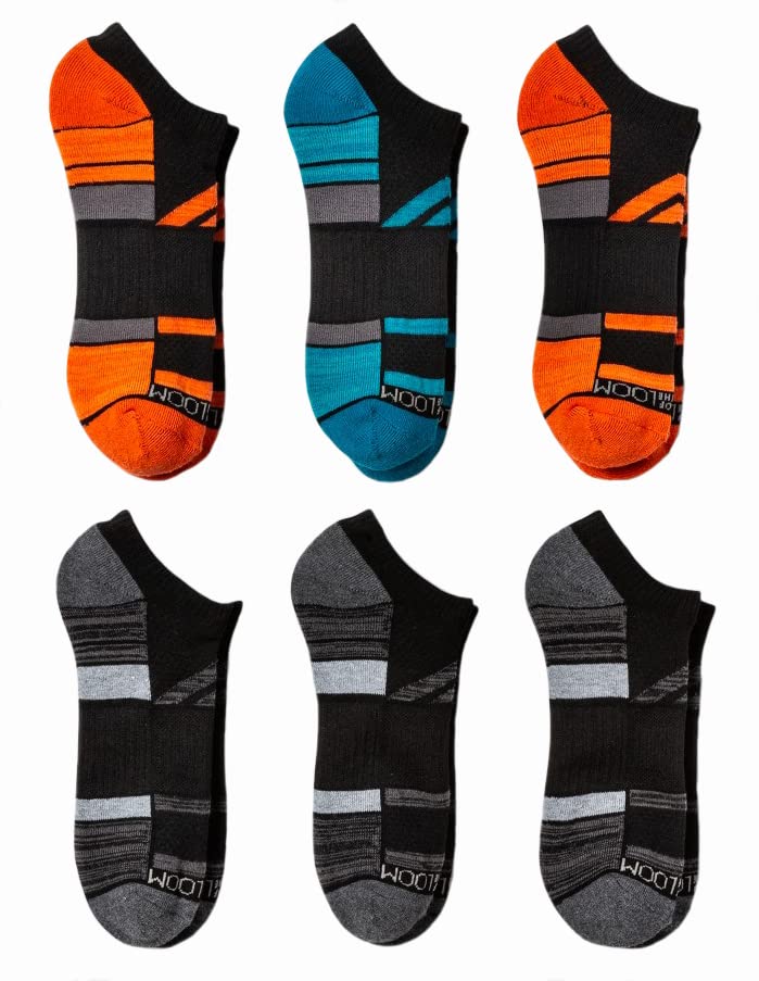 Fruit of the Loom Mens Breathable Performance Cushion No Show Socks 6 Pair, Orange Assorted, Men's Shoe Size: 6-12