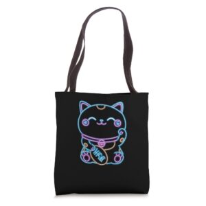 maneki japanese neko lucky kawaii cat koban feng shui tote bag