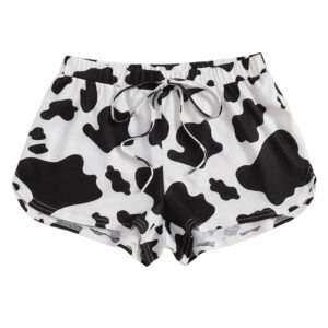 Avanova Women's Cow Print Shorts Elastic Waist Casual Yoga Workout Running Active Shorts Cow Small