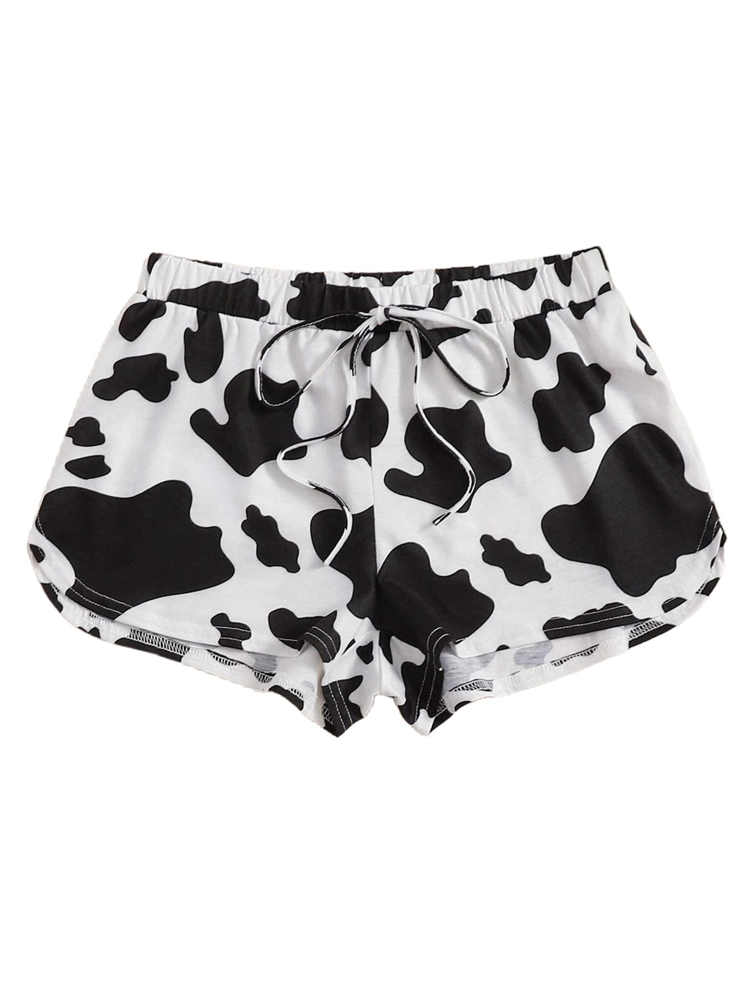 Avanova Women's Cow Print Shorts Elastic Waist Casual Yoga Workout Running Active Shorts Cow Small