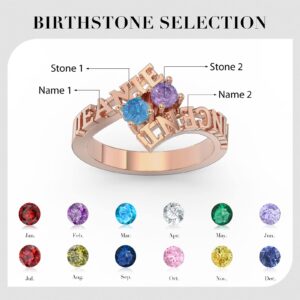 Zeekisfia Custom 3D Name Ring Creative Personalized Birthstone Ring Promise Ring for Her Women Mother Grandma Wife Jewelry Gifts