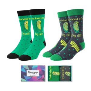 HAPPYPOP Funny Pickle Socks Mens Pickle Gifts, Pun Punny Socks, Food Socks 2 Pack