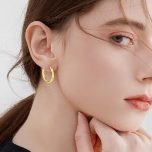 PICKBEAU 5 Pairs Gold Hoop Earrings Set for Women - 14K Gold Plated Hypoallergenic Small Gold Earrings Set Cartilage Helix Huggie Hoop Pack for Women Men 12mm/14mm/16mm/18mm/20mm