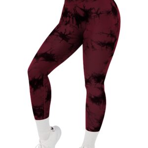 RXRXCOCO Women Scrunch Butt Lifting Leggings Seamless High Waisted Leggings Tummy Control Yoga Pants Compression Workout Tights X-Large Wine Red