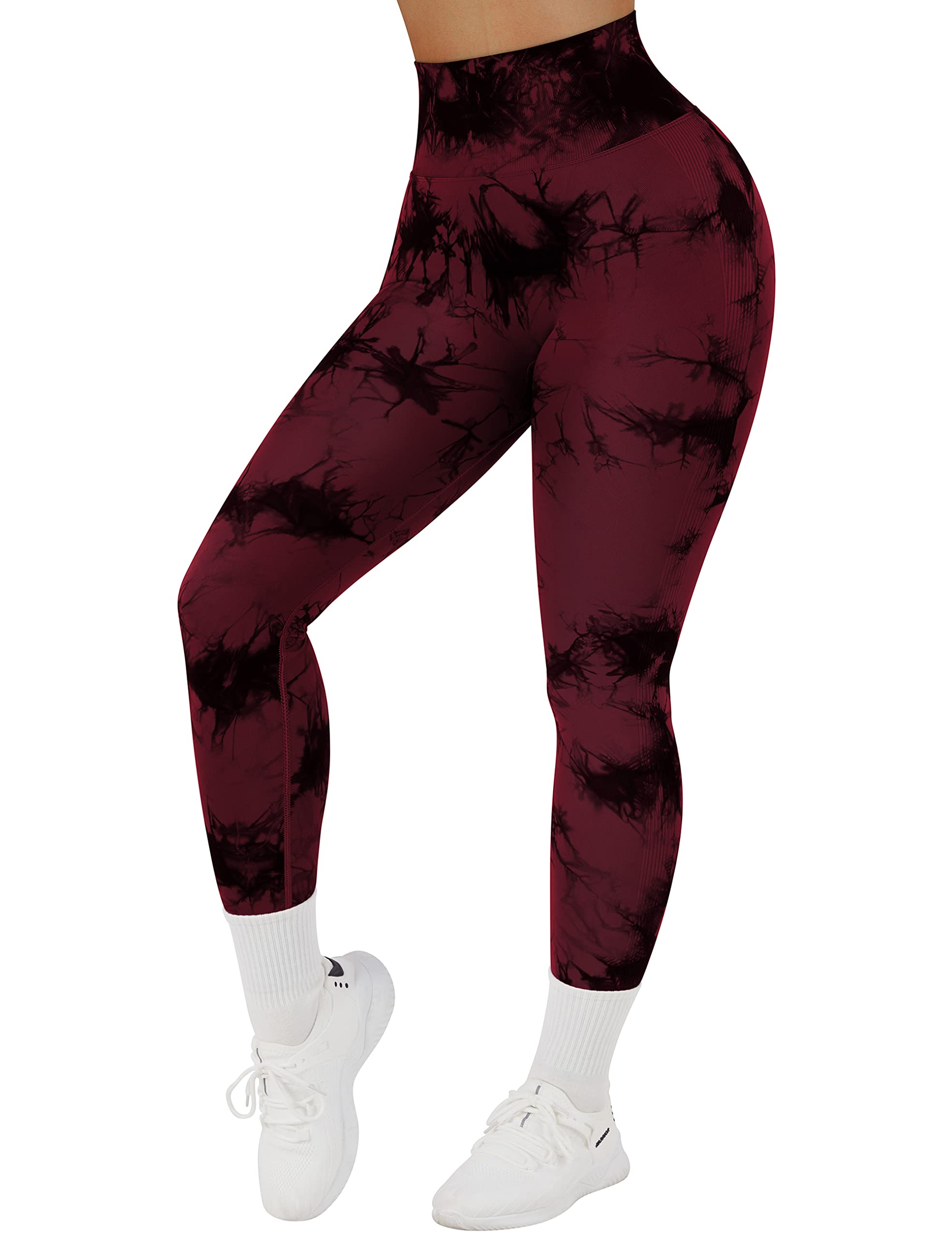 RXRXCOCO Women Scrunch Butt Lifting Leggings Seamless High Waisted Leggings Tummy Control Yoga Pants Compression Workout Tights X-Large Wine Red