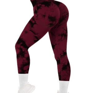 RXRXCOCO Women Scrunch Butt Lifting Leggings Seamless High Waisted Leggings Tummy Control Yoga Pants Compression Workout Tights X-Large Wine Red