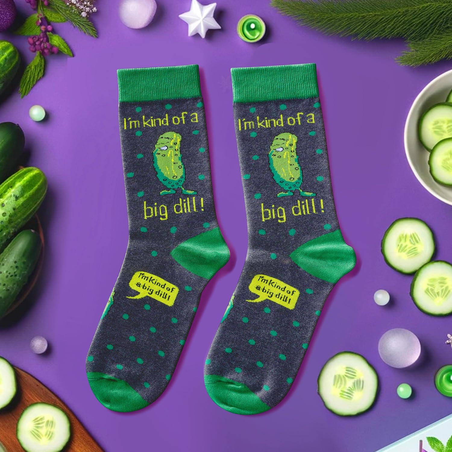 HAPPYPOP Funny Pickle Socks Mens Pickle Gifts, Pun Punny Socks, Food Socks 2 Pack