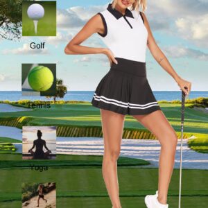 HOTLOOX Womens Golf Shirts Sleeveless Polo Tennis Qucik-Dry Lightweight Golf Apparel Athletic Workout Tops Sport Shirts White