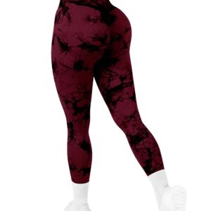 RXRXCOCO Women Scrunch Butt Lifting Leggings Seamless High Waisted Leggings Tummy Control Yoga Pants Compression Workout Tights X-Large Wine Red