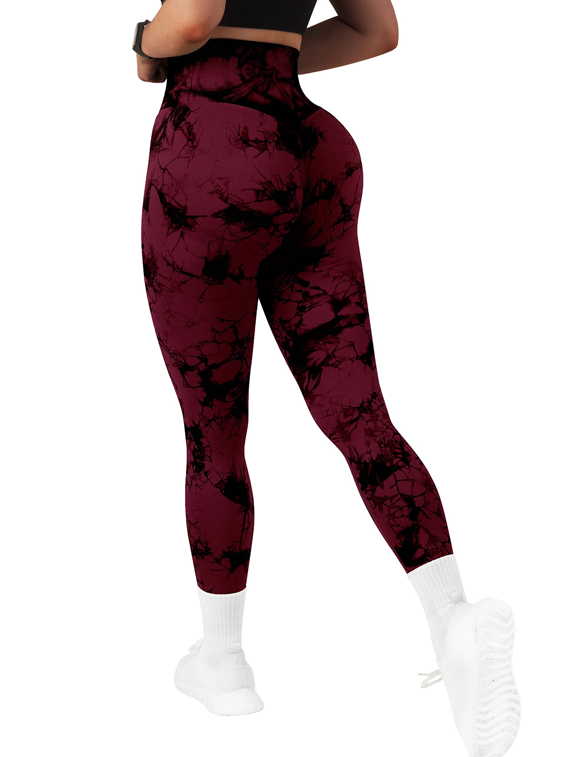 RXRXCOCO Women Scrunch Butt Lifting Leggings Seamless High Waisted Leggings Tummy Control Yoga Pants Compression Workout Tights X-Large Wine Red