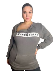 mandmcares plus size sweater| dialysis shirts with zipper| hemodialysis clothing | chemowear chest port access shirt for men and women 4xl