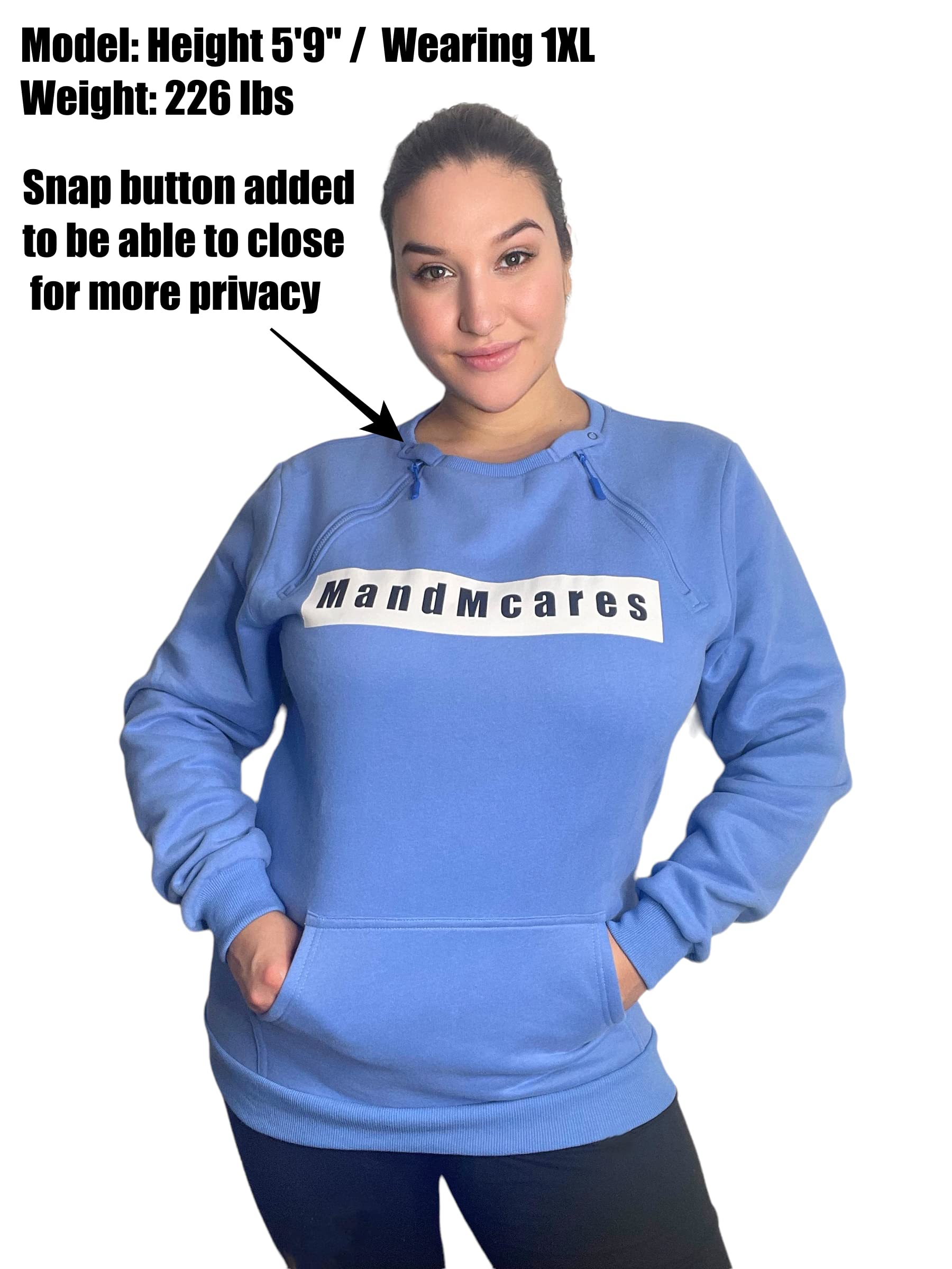 MandMcares Plus Size Sweater| Dialysis shirts with zipper| Hemodialysis clothing | Chemowear Chest Port Access Shirt for Men and Women 1XL