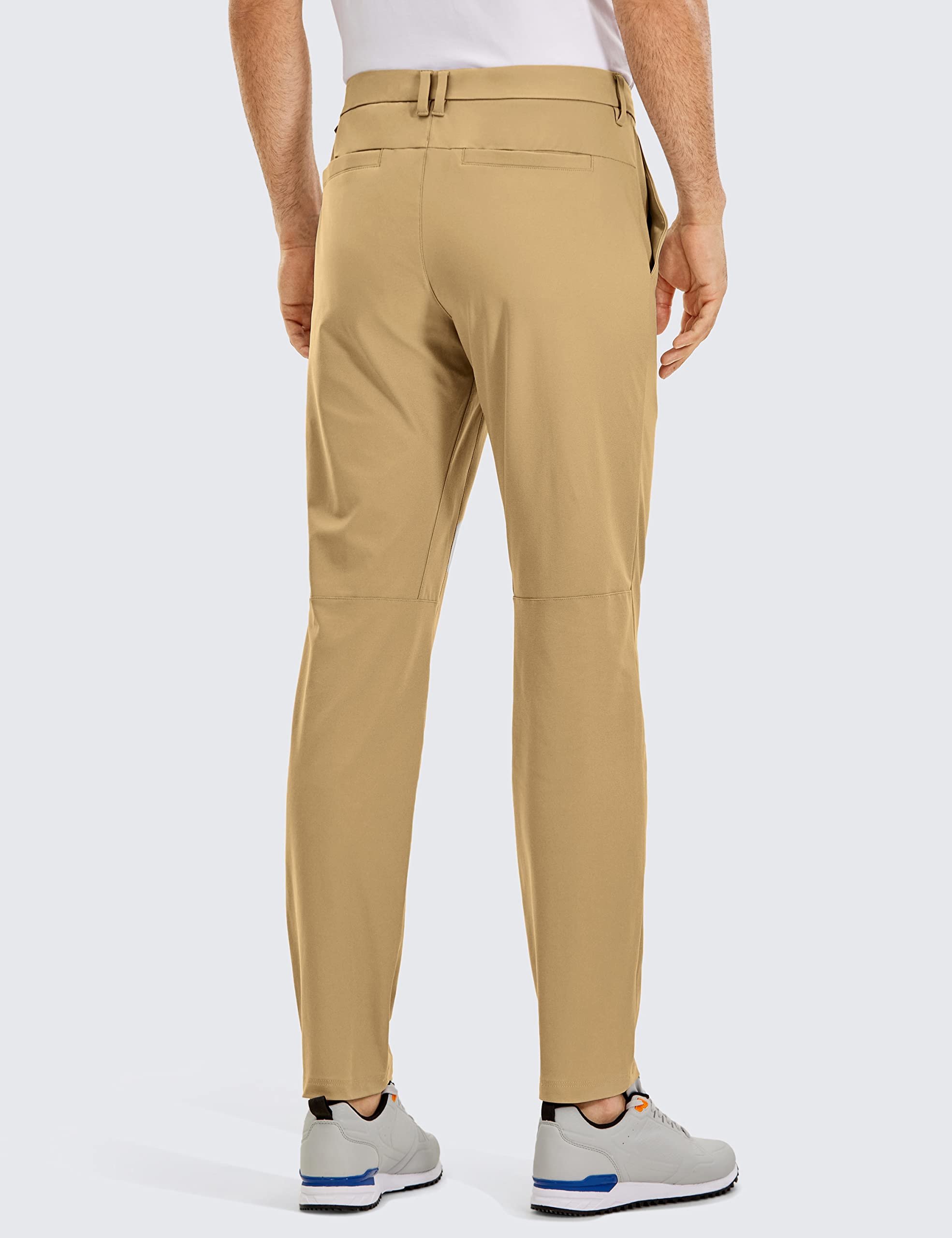 CRZ YOGA Men's All Day Comfy Golf Pants - 32" Quick Dry Lightweight Work Casual Trousers with Pockets Khaki Sand 36W x 32L