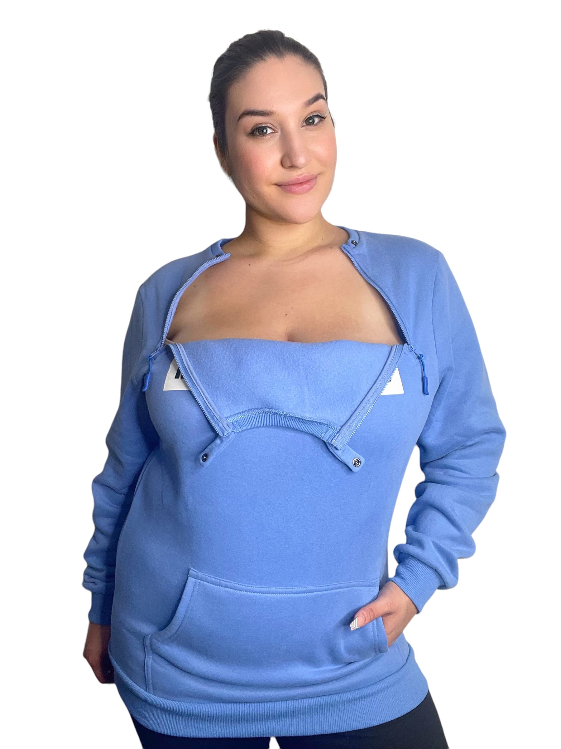 MandMcares Plus Size Sweater| Dialysis shirts with zipper| Hemodialysis clothing | Chemowear Chest Port Access Shirt for Men and Women 1XL