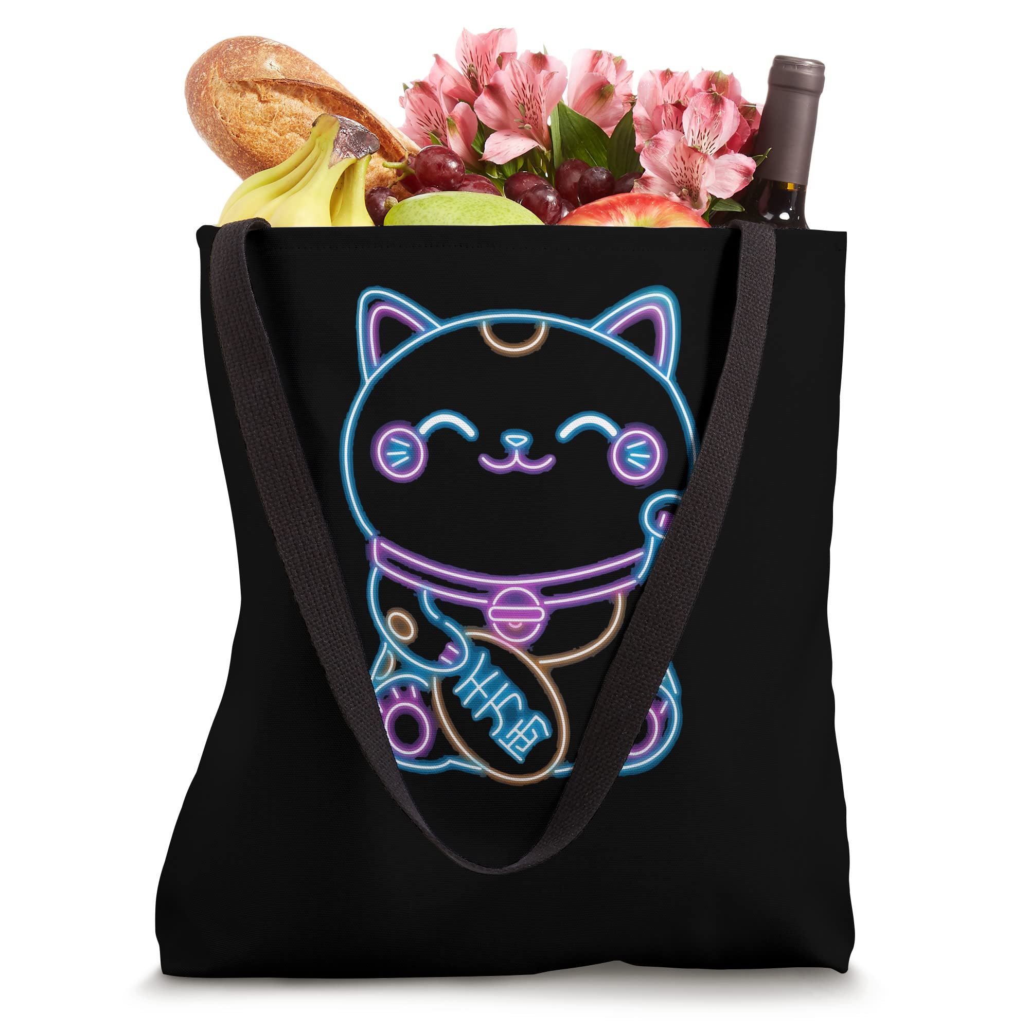 Maneki Japanese Neko Lucky Kawaii Cat Koban Feng Shui Tote Bag