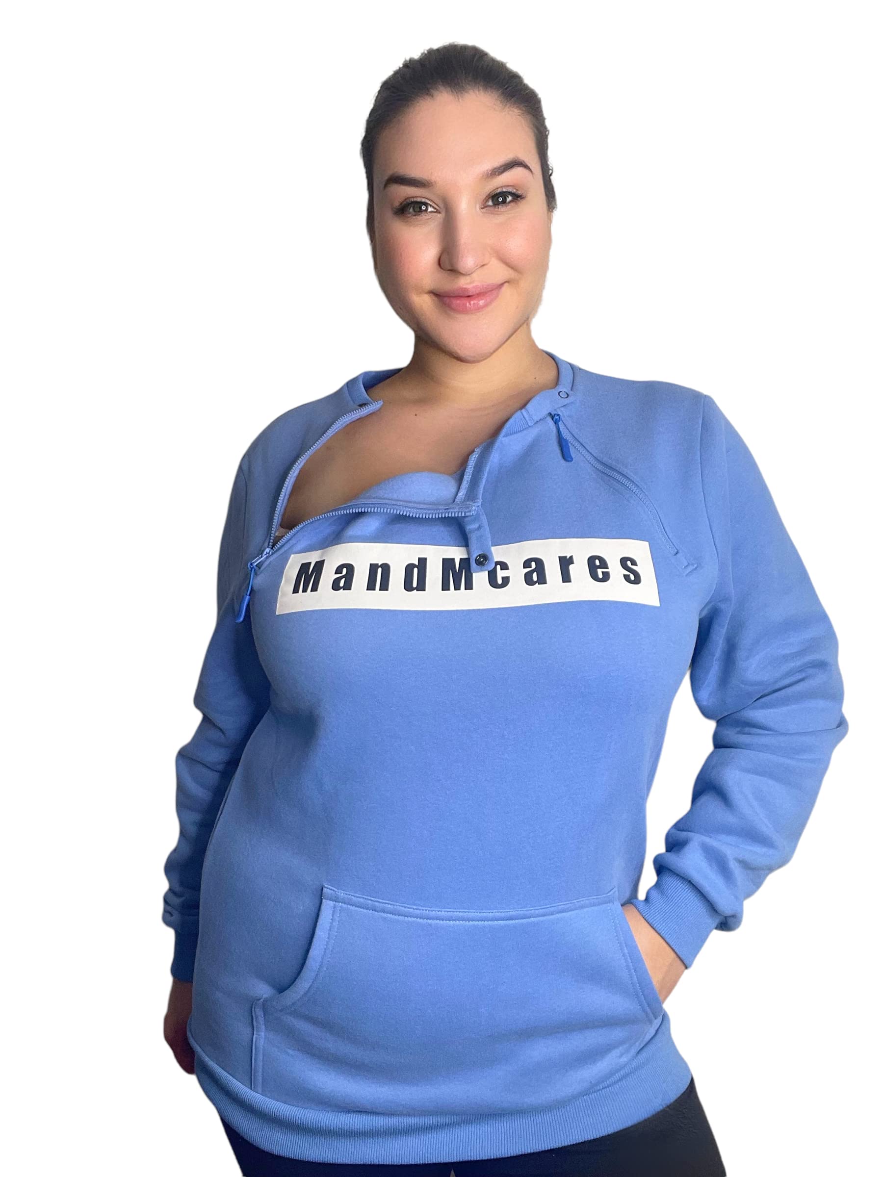 MandMcares Plus Size Sweater| Dialysis shirts with zipper| Hemodialysis clothing | Chemowear Chest Port Access Shirt for Men and Women 1XL