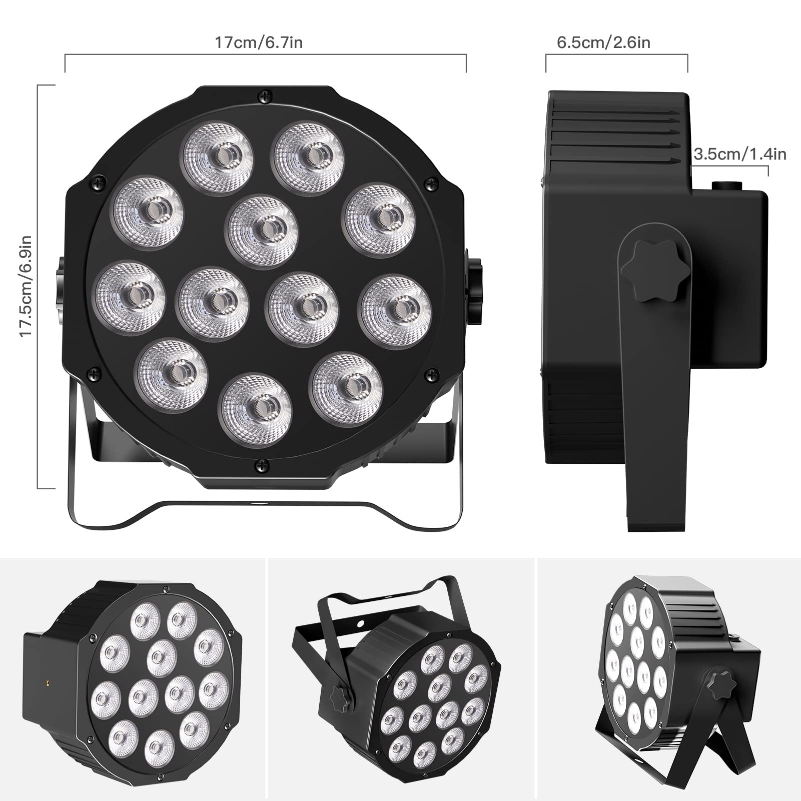 Rechargeable Par Lights RGBW 4-in-1 LED Uplights Battery Powered Stage Lights, HOLDLAMP DJ Lights Sound Activated with Remote & DMX Control for Festival Party Event Wedding Bar Church