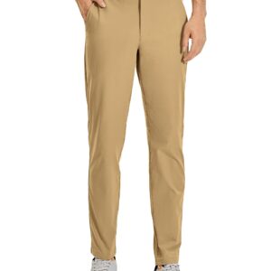 CRZ YOGA Men's All Day Comfy Golf Pants - 32" Quick Dry Lightweight Work Casual Trousers with Pockets Khaki Sand 36W x 32L