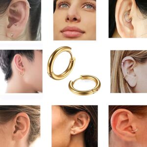 PICKBEAU 5 Pairs Gold Hoop Earrings Set for Women - 14K Gold Plated Hypoallergenic Small Gold Earrings Set Cartilage Helix Huggie Hoop Pack for Women Men 12mm/14mm/16mm/18mm/20mm