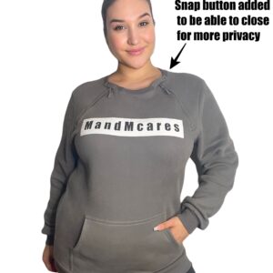 MandMcares Plus Size Sweater| Dialysis Shirts with Zipper| Hemodialysis Clothing | Chemowear Chest Port Access Shirt for Men and Women 4XL