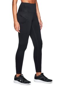 avalanche women's full length zipper pocket hiking fleece lined legging black 4pkt l