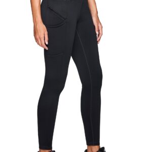 Avalanche Women's Full Length Zipper Pocket Hiking Fleece Lined Legging Black 4Pkt L