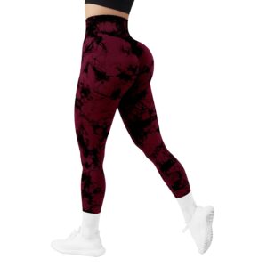 rxrxcoco women scrunch butt lifting leggings seamless high waisted leggings tummy control yoga pants compression workout tights x-large wine red