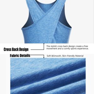 LYHNMW Women Casual Tank Tops Loose Fit Open Back Workout Athletic Yoga Runing Shirts 3Pack