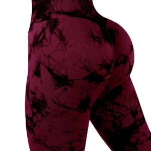 RXRXCOCO Women Scrunch Butt Lifting Leggings Seamless High Waisted Leggings Tummy Control Yoga Pants Compression Workout Tights X-Large Wine Red