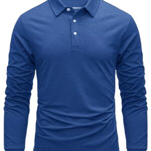 MAGCOMSEN Mens Shirt Long Sleeve Golf Shirt Men Polo Shirts Men Mens Golf Polo Shirts Performance Polo Shirts for Men Hiking Shirts for Men Dark Blue