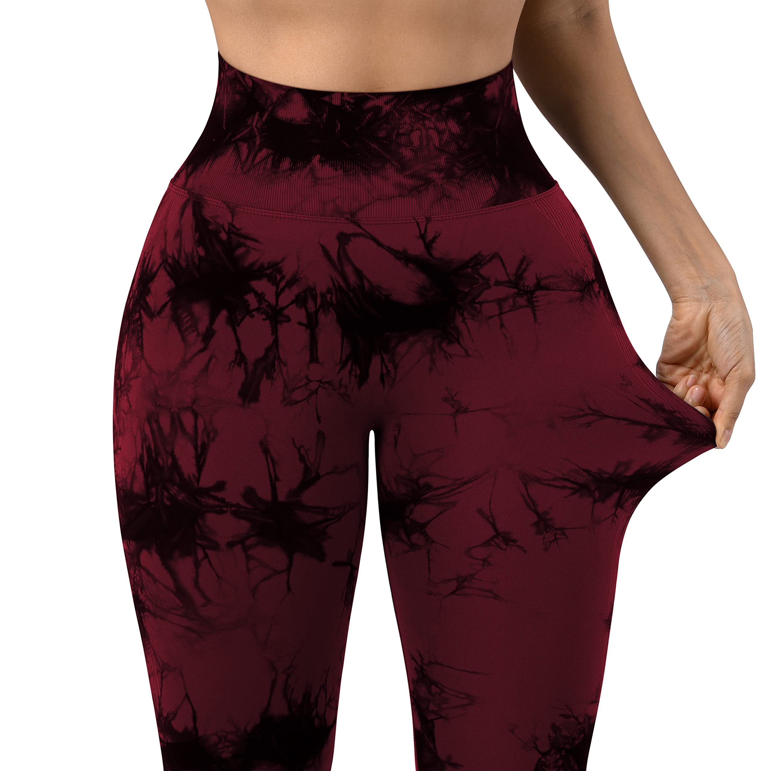 RXRXCOCO Women Scrunch Butt Lifting Leggings Seamless High Waisted Leggings Tummy Control Yoga Pants Compression Workout Tights X-Large Wine Red