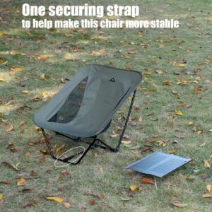 iClimb Low Ultralight Compact Camping Folding Chair with Side Pocket and Carry Bag (Green)