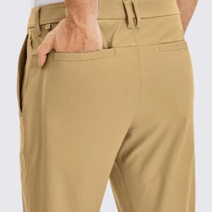 CRZ YOGA Men's All Day Comfy Golf Pants - 32" Quick Dry Lightweight Work Casual Trousers with Pockets Khaki Sand 36W x 32L