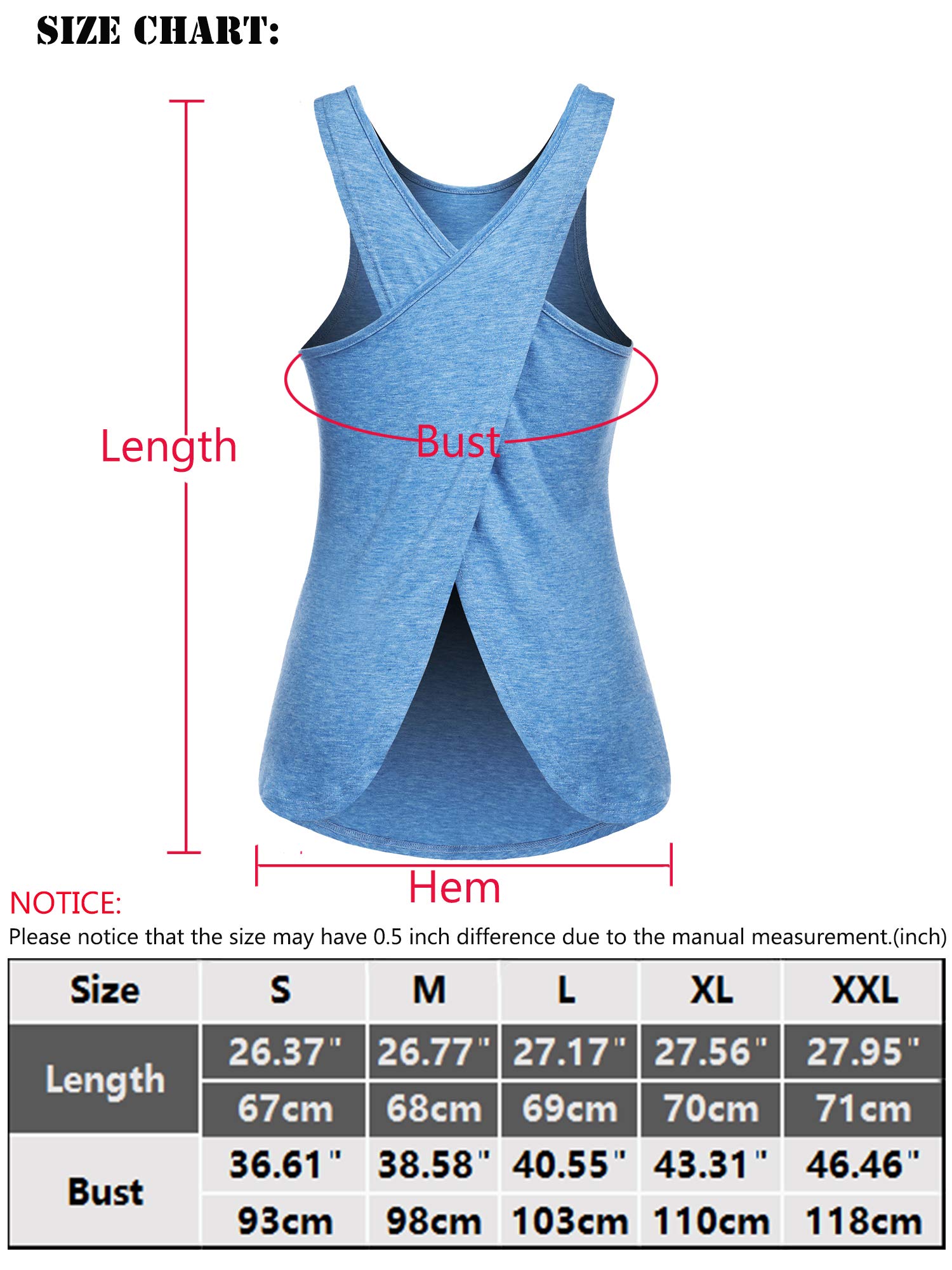 LYHNMW Women Casual Tank Tops Loose Fit Open Back Workout Athletic Yoga Runing Shirts 3Pack