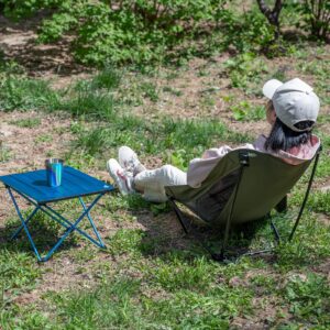 iClimb Low Ultralight Compact Camping Folding Chair with Side Pocket and Carry Bag (Green)