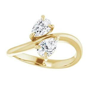 10K Solid Yellow Gold Handmade Engagement Ring 2 CT Pear Cut Moissanite Diamond Solitaire Wedding/Bridal Rings Set for Women/Her Propose Ring (7.5)