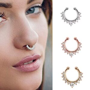 DANSOAN Fake Nose Ring for Women Teenager Stainless Steel Nose Cuffs Septum Nose Ring Piercings on Non-Pierced Nose Ring for Women Men