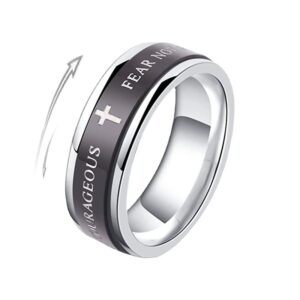 8mm black stainless steel ring lord's prayer rotatable ring wedding band spinner fidget inspirational christian jesus bible cross ring anxiety finger stress relief jewelry comfort fit hypoallergenic