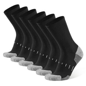 budermmy men's cotton moisture wicking heavy cushion crew work socks,6-12, 6pairs (us, numeric, 6, 9, regular, tall, black 1)