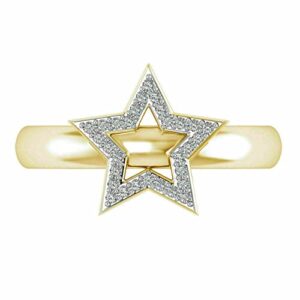 Round Cut Lab Created Diamond 14k Yellow Gold Finish Adjustable Star Toe Ring