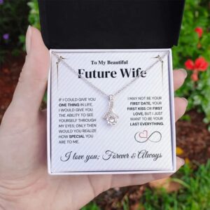 Future Wife Necklace My Last Everything, Promise Necklace For Her, Fiance Gifts For Her, Birthday Gifts For Future Wife With Message Card, Soulmate Necklace For Women, Stainless Steel, Cubic Zirconia