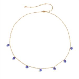 women waist chain spring summer boho fashion colorful flower pendant waist chain women trend aesthetic indie belly belt chain body jewelry high waist chain belts (color : blue, size : one size)