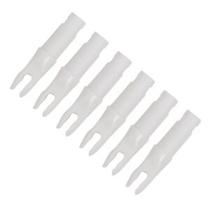 Elkrich 50Pcs Archery Arrow Nocks ID 6.2mm/.244" Plastic Insert Carbon Arrow Nocks Tail for DIY Hunting Shooting Arrows (White)