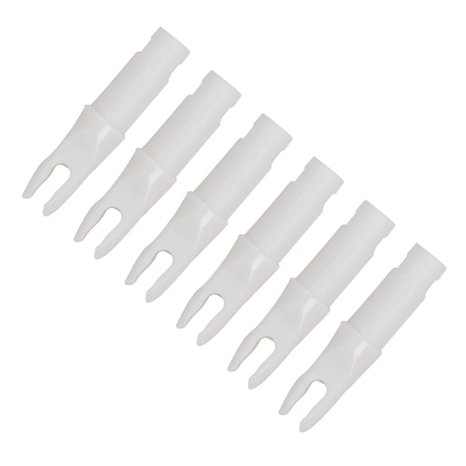 Elkrich 50Pcs Archery Arrow Nocks ID 6.2mm/.244" Plastic Insert Carbon Arrow Nocks Tail for DIY Hunting Shooting Arrows (White)