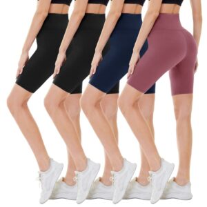 CAMPSNAIL 4 Pack Biker Shorts for Women High Waist - 3"/5"/8" Tummy Control Soft Athletic Yoga Workout Running Gym Shorts