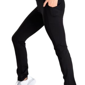 Yogipace,Side Pockets,Petite Women's 29" Fleece Lined Thermal Yoga Pants Winter Straight Leg Warm Sweatpants,Black,Size M