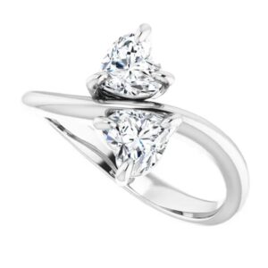 10K Solid White Gold Handmade Engagement Ring 2 CT Heart Cut Moissanite Diamond Solitaire Wedding/Bridal Rings Set for Women/Her Propose Ring (8.5)